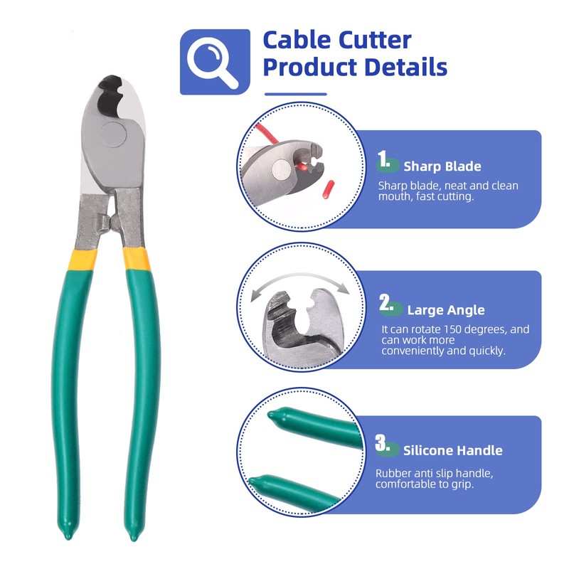 Glarks 3Pcs Bolt Cutter and Cable Cutter Pliers Set, Heavy