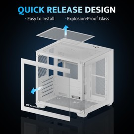 darkFlash ITX PC Case, Pre-Install 3 PWM ARGB Fans Computer Case, Full View Dual Tempered Glass ITX Case, Mini Size, Supports 240mm AIO(C275P) (White)