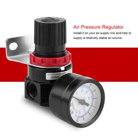 Haofy Air Pressure Regulator, G1/4 Pneumatic Regulator Adjustable Air Pressure Compressor Control Valve Gauge with Bracket