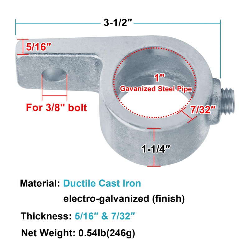 eoere 4 PCS Offset Flange Handrail Fitting, Fits 1" Nominal