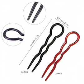 48 Pcs Hair Pins for Women U Shaped Bobby Pins Spiral Plastic Hair Twist Tool Hairstyle Accessories, Black an Brown