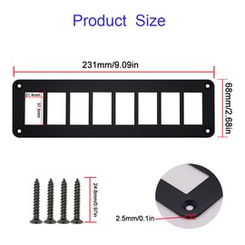 HOKAAER 8 Way Marine Boat Rocker Switch Panel Housing Holder, Rocker Toggle Switch Panel Housing Bracket, Black Waterproof Anodized Aluminium Panel, with Screws for Car Boat Truck RV SUV ATV UTV