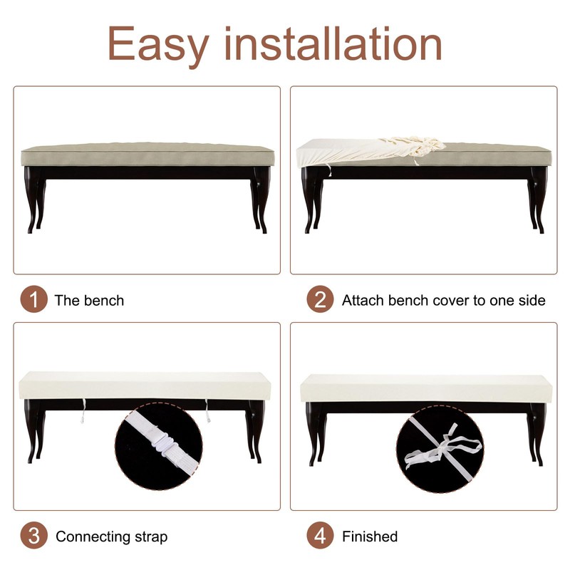 sourcing map Bench Cushion Cover Stretch Jacquard Checkered Dining Bench