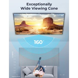 Projector Screen, 100 - inch White Soft Projection Screen for Indoor and Outdoor Use, 4K HD 16:9 Ratio, with 6 Holes and Hooks for Easy Installation
