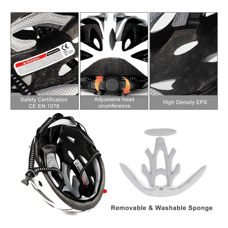 Casco De Bicicleta Unisex+redes Para Moto,casco De Ciclismo Blanco G