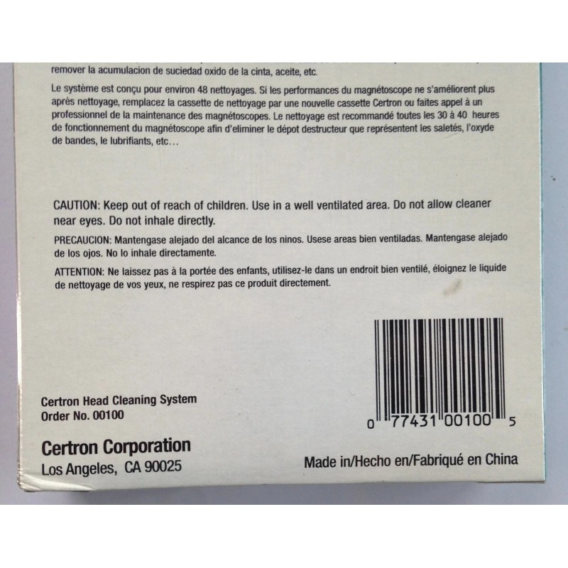 Certron NOS VCR Cleaning System Videocassette Head Cleaner Sealed New