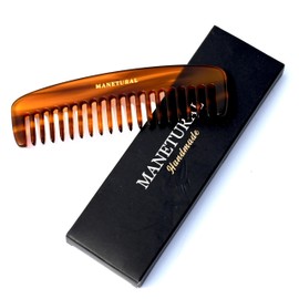 MANETURAL12BX Wide Tooth Hair Comb - 4.7" Acetate comb for Women, Comb for wavy/Curly Hair,Long/Short Hair Women or Kids, Mens Grooming Beard Care Combs for Men Styling (1 PACK, Tortoiseshell)