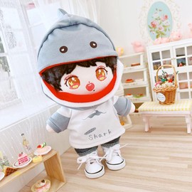 niannyyhouse Shark Hoodie Jeans 7.8in（20cm） Plush Doll Stuffed Figures Toys Clothes Accessories (C)