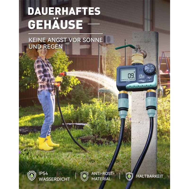 RAINPOINT Irrigation Computer 2 Outputs with Brass Inlet and Outlet