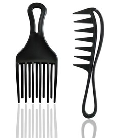QOCUILC 1 Wide Tooth Comb + 1 Finger Curling Comb Curling Comb Anti-Static Coarse Hair Comb Hair Styling Comb African Hair Comb