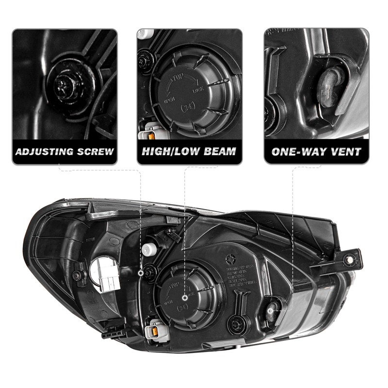 SOCKIR Headlight Assembly Fit for 2007-2011 Hyundai Accent, Rainproof Dustproof