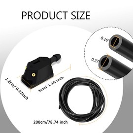 Windshield Washer Hose Kit, 2 Meter Washer Fluid Hose with 4 Pcs Hose Connectors and 2 Front Windshield Washer Nozzles, Washer Spray Jet Kit, Universal Windshield Washer Nozzles Kit