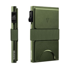 TOYFID Minimalist Wallet for Men,Slim Wallet for Men,Card Holder Metal Wallet,Pop Up Wallet for Men, Aluminum Card Holder, Quick Access to Cards, Rfid Blocking Protection,12+ Credit Cards (Green)