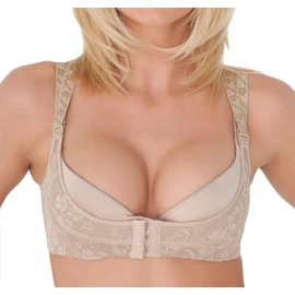 Boolavard Oktoberfest Dirndl Push-Up BH Büstenhebe Schwarz/Hautfarben Gr. S-XXL. (XX-Large, Hautfarben)