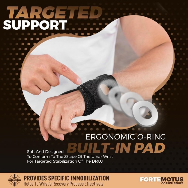 FORTEMOTUS Wrist Brace for TFCC Tears, Copper Infused Wrist Wrap