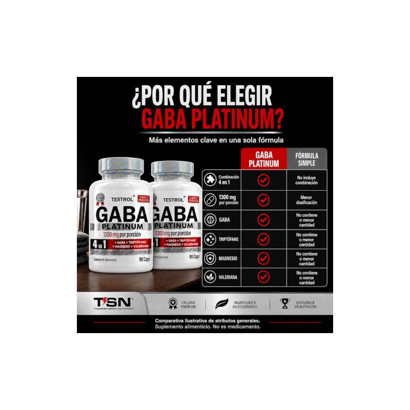 Gaba Platinum | Fórmula 4 En 1 | Gaba 750mg,