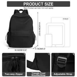 Lendolk Backpack Waterproof Laptop Backpack Work Backpack Lightweight Small Travel Backpack, A1-black, Classic