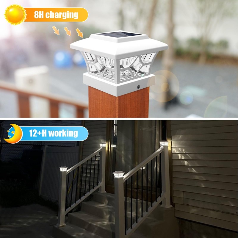 VOLISUN Solar Post Cap Lights Outdoor, Solar Powered Fence Cap