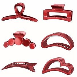 Pinzas para El Pelo Rojas Brillantes, Ligeras, de Fijación Fuerte Y Antideslizantes, para Cabello Grueso, Fino Y Rizado. Pinzas Vintage de Los 90 para