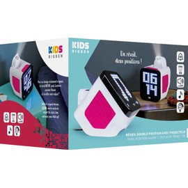 Bigben Retro Cube Alarm Clock with Projector White/Pink