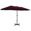 Bordeaux Red 181.1"x106.3" Garden Parasol with Aluminum Pole Sun ShelterColor: