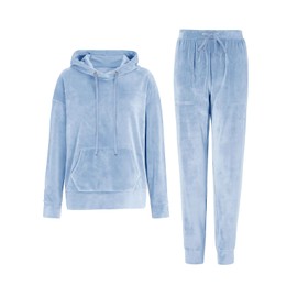 REORIA Women's Tracksuit Set Long Sleeve Hoodie Jogger Crew Neck Two Piece Outfit Tracksuit, lightblue