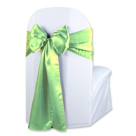 Satin Bow Sash Chair Cover Decoration - Elegant Sashes for Weddings, Banquets, Receptions, Special Events, Restaurants, and Parties - 28 Available Color Choices, Set of 50, Apple Green