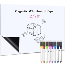 Hiwhy 12x8 inch Self Adhesive Magnetic White Board Set Dry Erase Boards Peel and Stick Whiteboard for Wall Glass Office Home