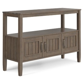 SIMPLIHOME Lev Solid Wood 48 Inch Wide Contemporary Console Table in Smoky Brown, for The Living Room, Entryway and Bedroom