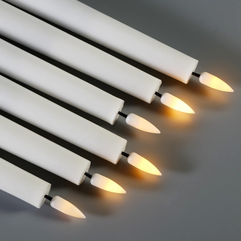 Eywamage Short White Flameless Taper Candles with Remote, Flickering Battery
