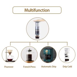 Kaffeepresse, Kaffee- und Espressokocher, Tragbare Reise-Kaffeepresse-Kit für gemahlenen Kaffee, 3 in 1 Brühmethode kombiniert französische Presse, manuelle Kaffeemaschine für Reisen, mit