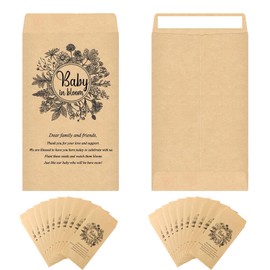 100Pcs Baby in Bloom Seed Packet, Wildflower Baby Shower Self Adhesive Envelopes, Small Paper Coin Envelopes Items Stamps Storage Packets for Flower Vegetable Seeds Garden Wedding Gift (Brown*100PCS)