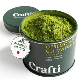Crafti Matcha En Polvo De Grado Ceremonial (Orgánico): Auténtico Té Verde Matcha Japonés En Polvo, Sin Azúcar, De Uji, Kioto, Para Uso Diario, Para Lattes De Calidad Barista (30 G/1 Oz)