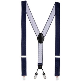 DonDon® Men's braces, wide, 4 clips, with Y-shaped leather, elastic and adjustable in length, in various designs -