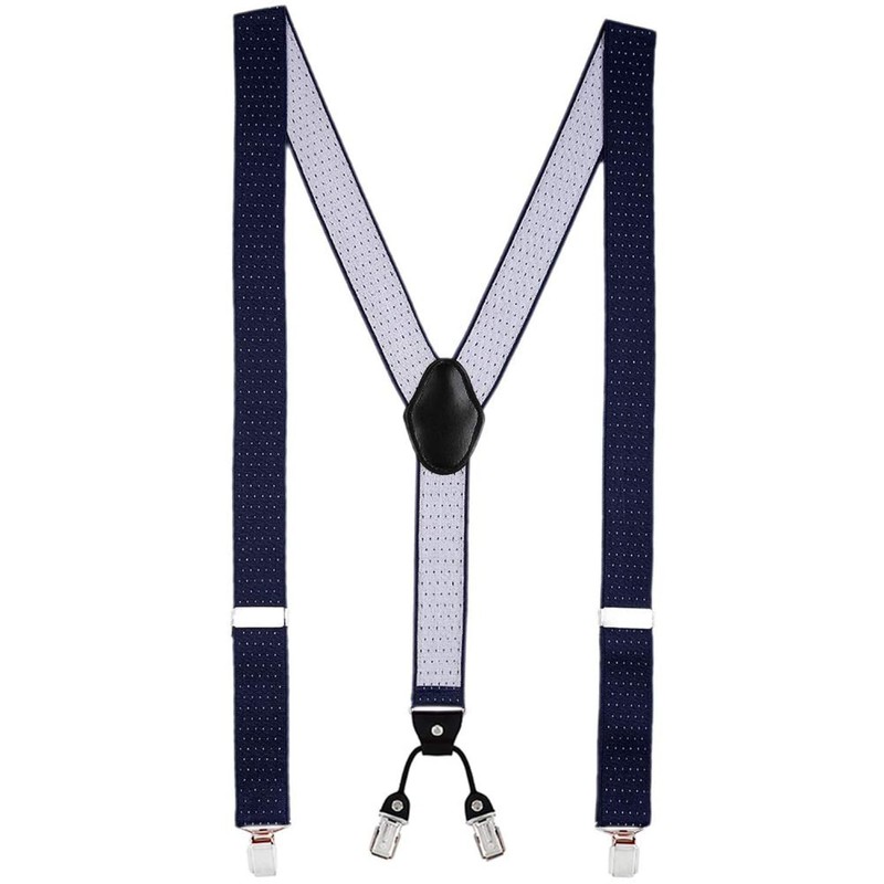 DonDon® Men's braces, wide, 4 clips, with Y-shaped leather, elastic