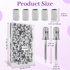 200Pcs 240 Grit Sanding Bands for Nail Drill, Nail Sanding Bands for Natural Nails, Extra Fine Sanding Bands for Nails, Nail Drill Sanding Bands for Manicures & Pedicure, White Sanding Bands