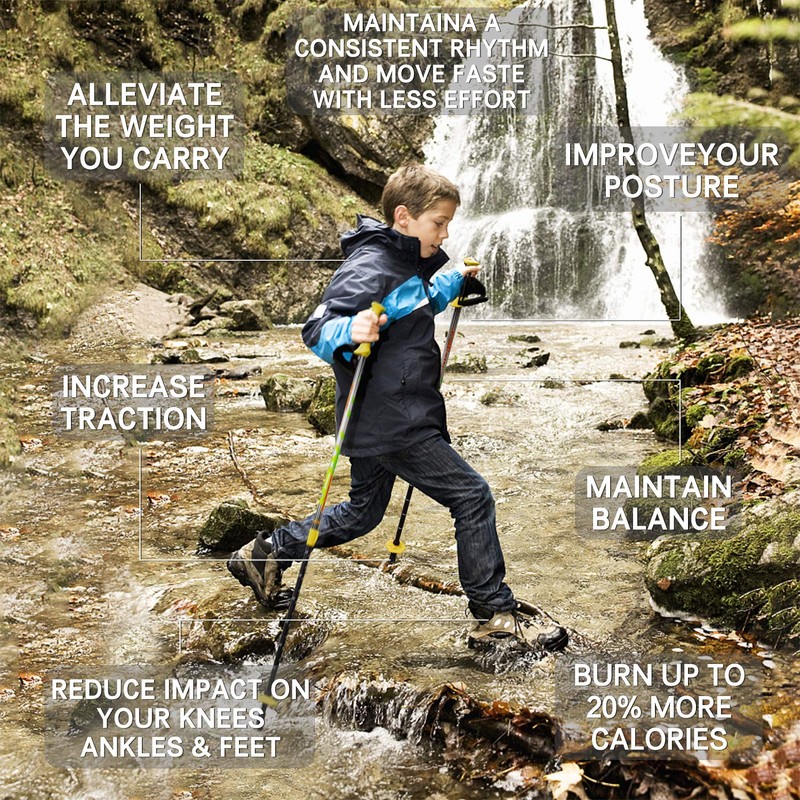 FitTrek Hiking Poles for Kids - Ultralight Nordic Walking Sticks