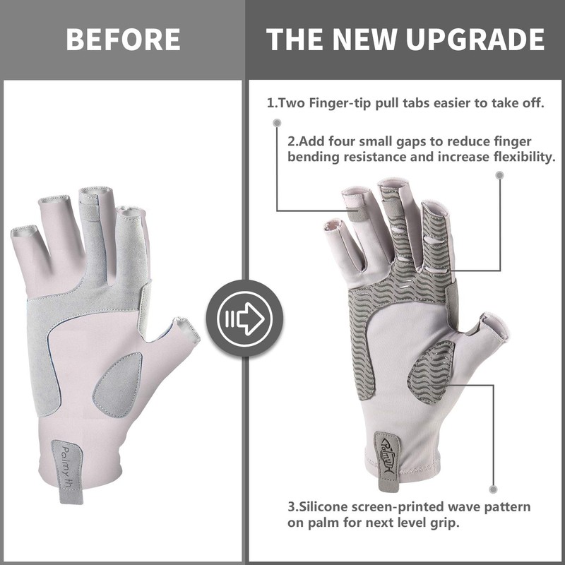 Palmyth UV Protection Fishing Fingerless Gloves UPF50+ Sun Gloves Men