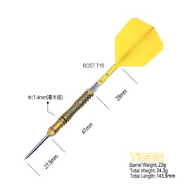 CUESOUL Chinese Zodiac TIGER 23g Steel Tip 90% Tungsten Dart Set with Titanium Coated and Integrated ROST T19 Flight