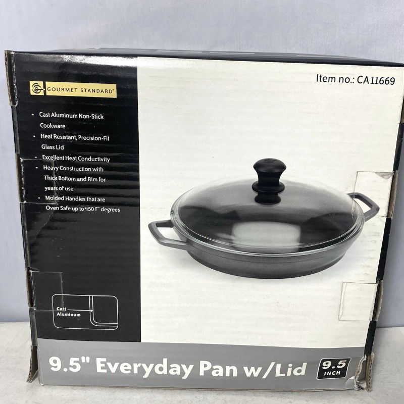 Gourmet Standard 9.5” Everyday Pan w/ Glass Lid Cast Aluminum