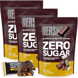 Zero Sugar Milk Chocolate Candy with Almonds, 3-Pack - Individually Wrapped Mini Candy Bars, Sugar Free Chocolate Perfect for Low Carb Diets & Guilt-Free Snacking