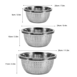 Alvinlite Strainer Set of 3, Stainless Steel Microperforated Strainers for Draining, Rinsing, Washing, Ideal for Pasta, Vegetables, Fruits, Durable and Dishwasher Safe Strainer Set