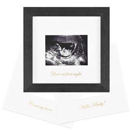 KINLINK Baby Sonogram Picture Frame, Love at First Sight Ultrasound Picture Frame, Pregnancy Gifts for Expecting Mom&Dad, Gender Reveal Party, Baby Keepsake Announcement （Black Wood）