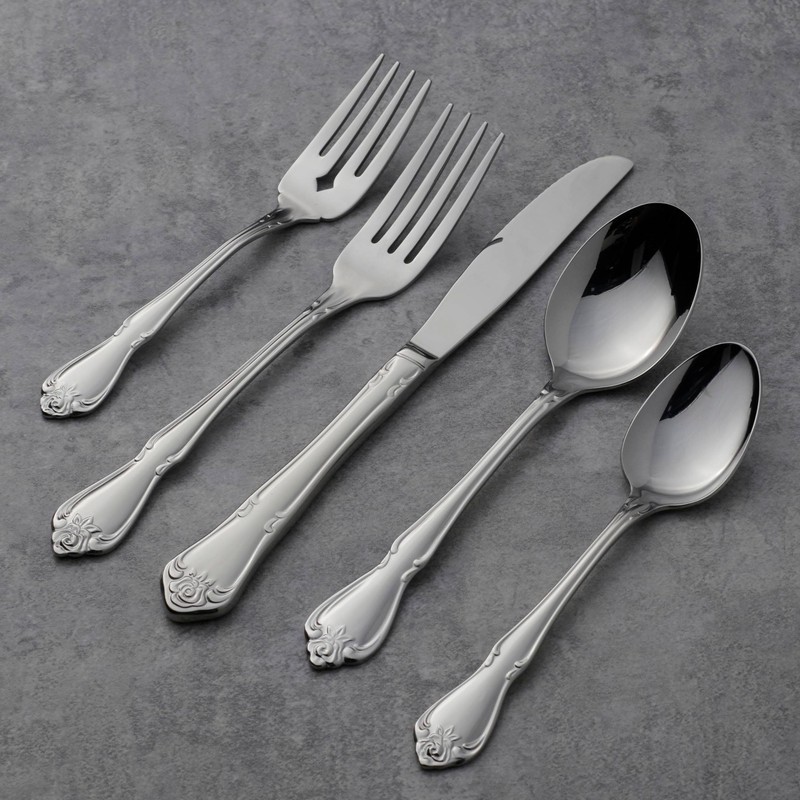 Oneida B552020A True Rose 20 Piece Everyday Flatware Set, Service