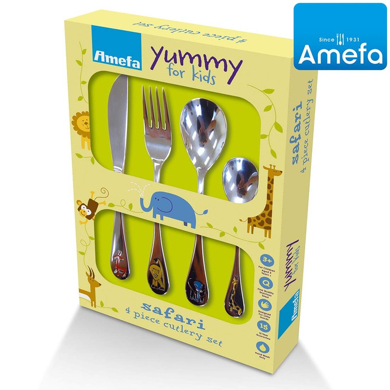 Amefa Kids Safari Kids Cutlery Set Stainless Steel 4 Piece