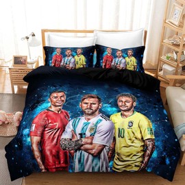 EXUFRW Baby Children's Bed Linen Football 100 x 135 cm + Zip Pillowcase 40 x 60 cm 3D Football Bed Linen Baby Bedding Cover Set Soft Microfibre Bed Linen