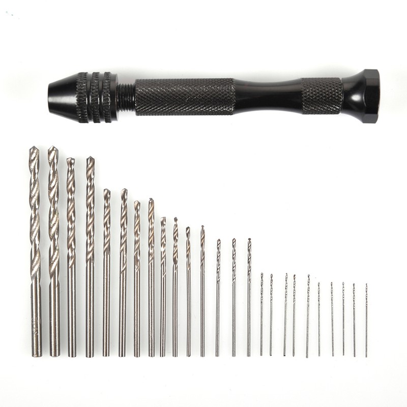 Hand Drill Set Pin Vise With Mini Twist Drill Bits