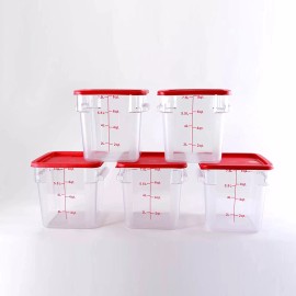 Hakka 5 Pack 8 Qt Plastic Food Storage Container with Lids Food Grade Square Box