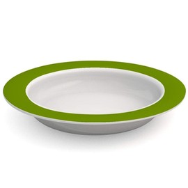 Ornamin Teller mit Kipp-Trick Ø 20 cm grün | Spezialteller mit Randerhöhung für selbstständiges Essen | Esshilfe, Melamin, Anti-Rutsch Teller, Tellerranderhöhung