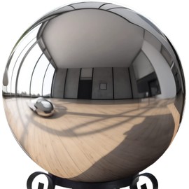 12 Inch Stainless Steel Gazing Globe,v2croft Hollow Ball Mirrored Surface Polished Shiny Sphere,Garden Stainless Steel Gazing Ball for Outdoor Lawn Pond Yard Ornament(Silver)